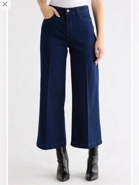 Paige Dark Wash Flare Jeans Size 32 Genesee Crop Elvira
